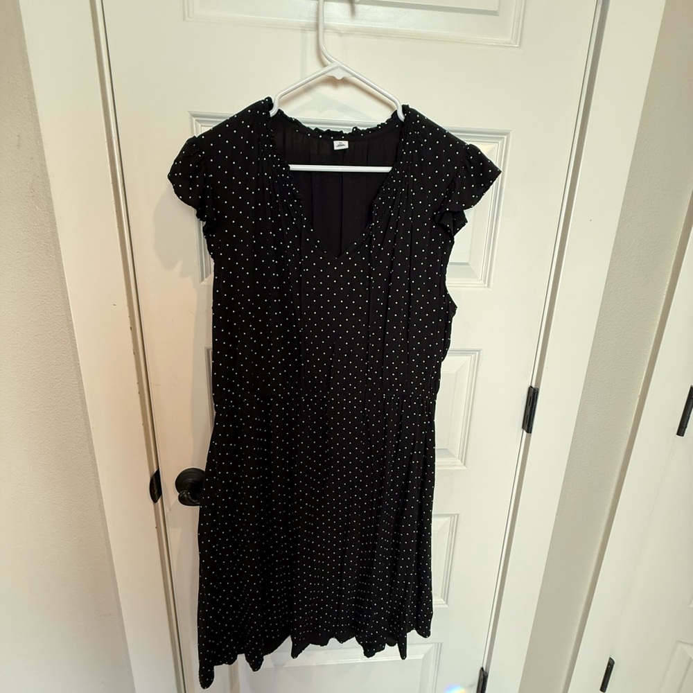 Old Navy Black and White Polka Dot Midi Dress